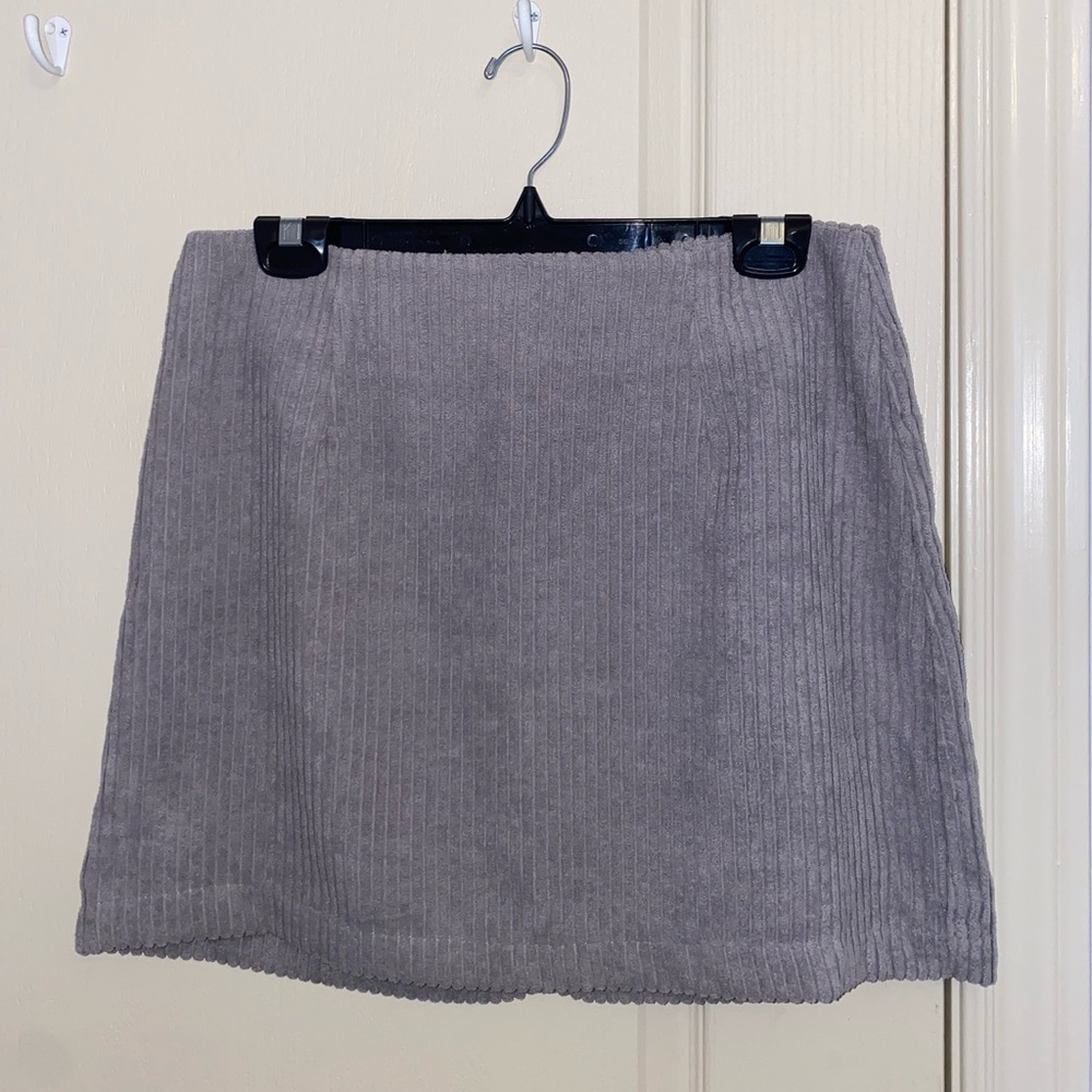 grey corduroy mini skirt